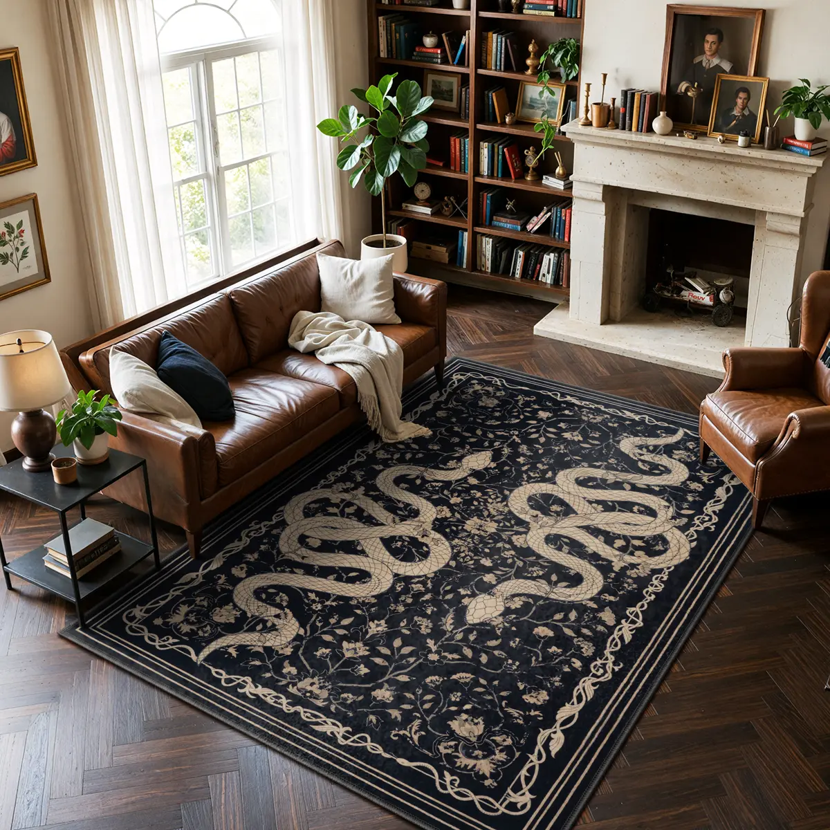 Lahome Washable Area Rug Large Snake Living Room Rugs, Soft Rug for Bedroom, Non-Slip Indoor Carpet for Dining Room Home Office