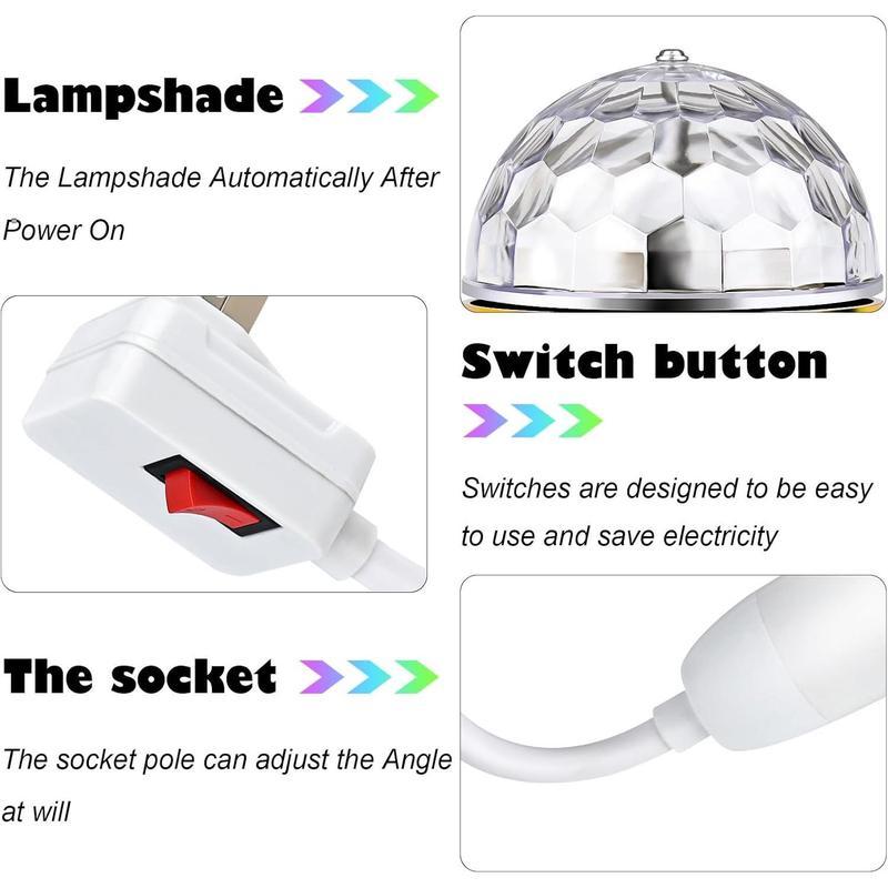 Colorful Rotating Magic Ball Light, Christmas Party Gift, Rotating LED Plug-In Strobe Light, Festive Party Colored Ambient Light, Suitable for Family Dance Parties, Bars, and Karaoke