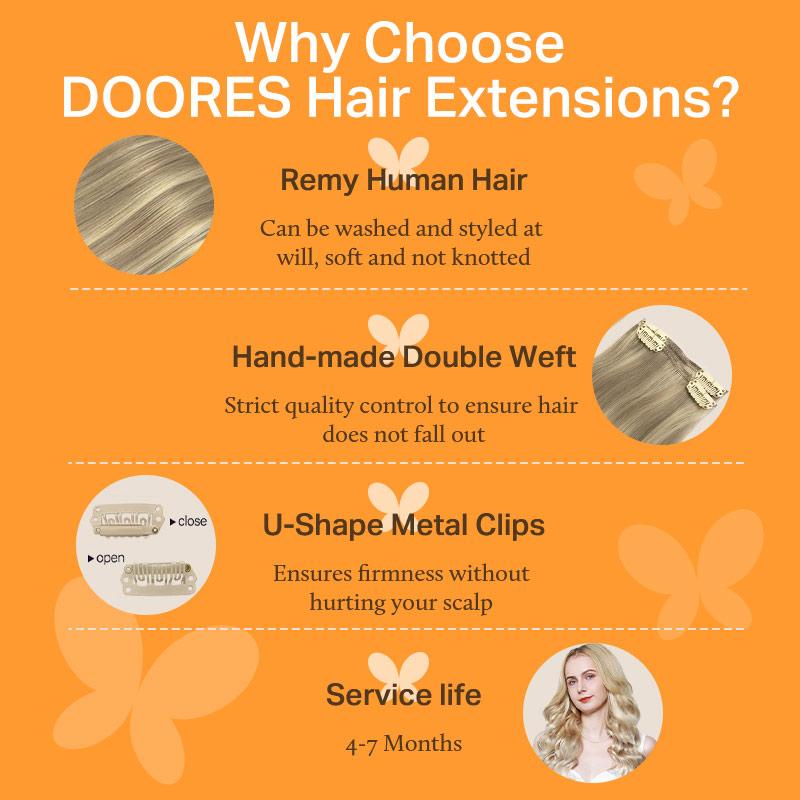 Doores Clip in Hair Extensions 120g 7pcs 150g 9pcs 100% Human Hair Straight for Daily Use & Special Occasions for Women