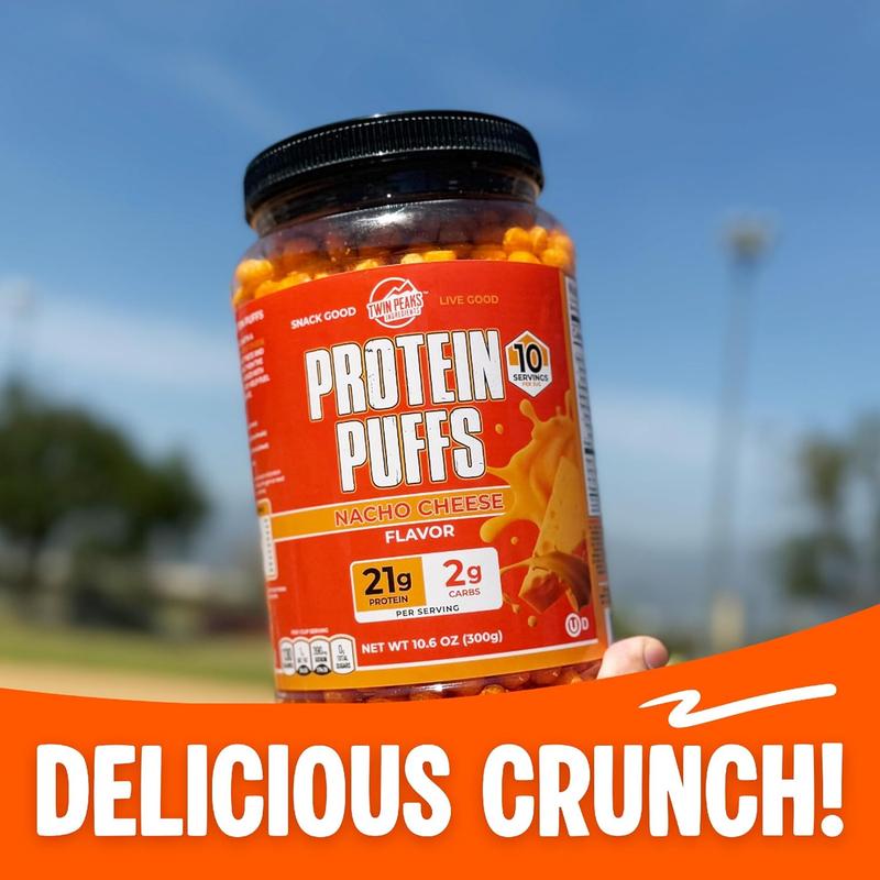 Protein Puffs - (Nacho Cheese), Keto Friendly, Low Carb Snack (300g, 21g Protein, 2g Net Carbs, High Protein, Healthy Crunchy Snack).