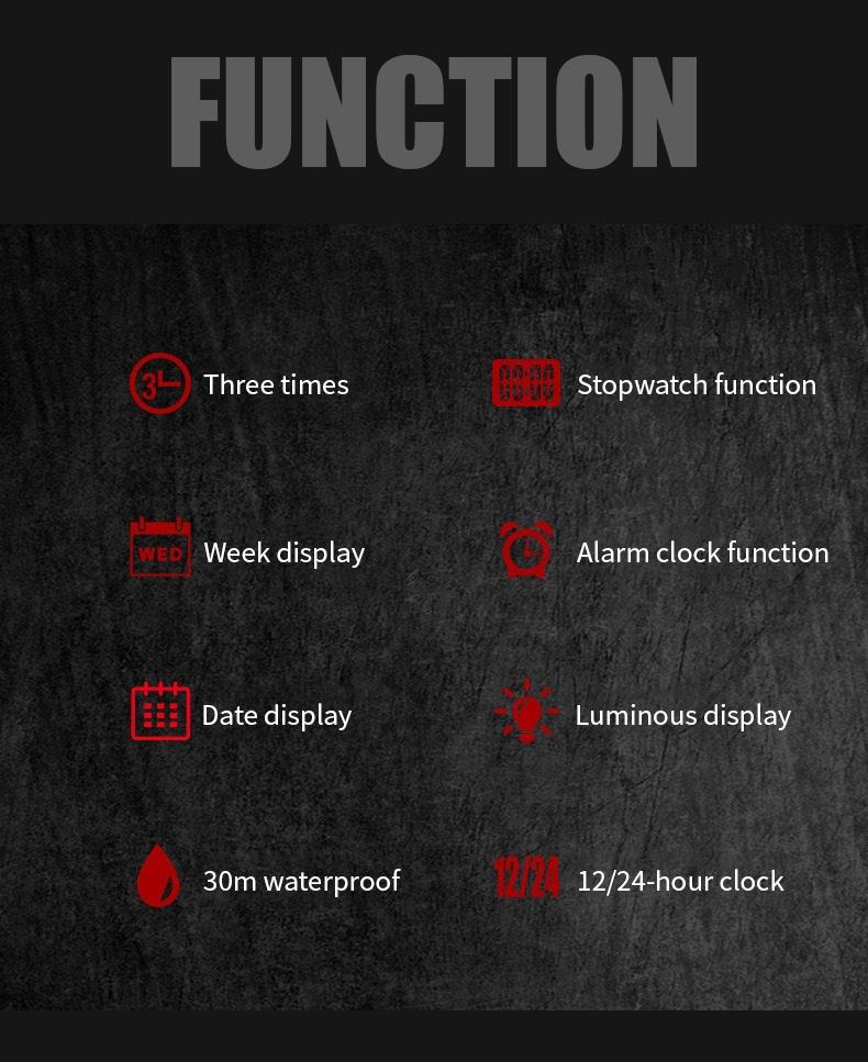 men's square creative dual-movement multifunctional sports watch, featuring a luxurious triple-time design, water resistance, luminous dial, ​Exuding a minimalist aesthetic, it is elegant, durable, and the perfect choice for everyday wear.​​ digital quart