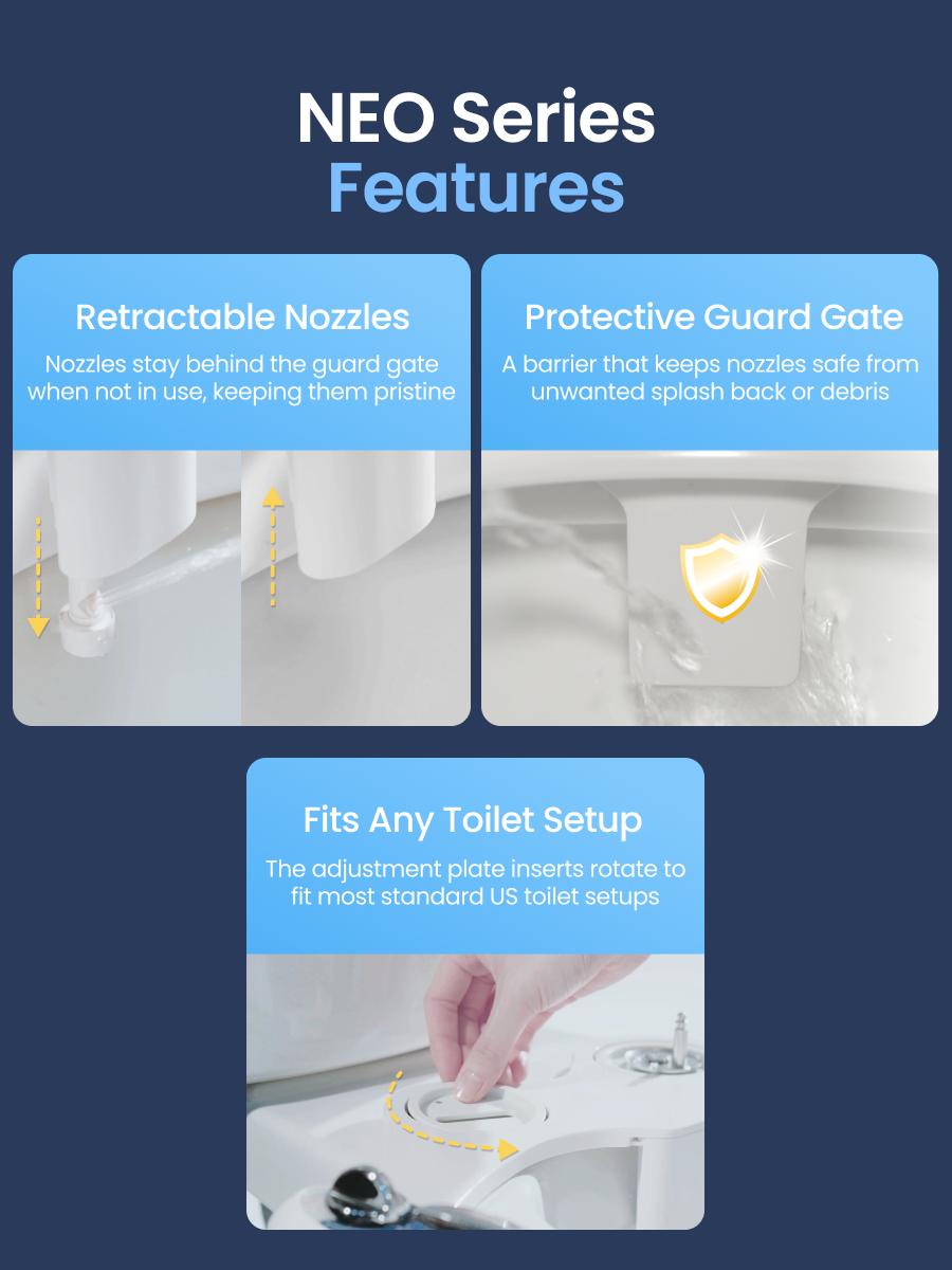 LUXE Bidet NEO 180 - Rear and Feminine Wash, Self-Cleaning, Non-Electric Bidet Attachment for Toilet Seat, Adjustable Water Pressure, Lever Control