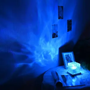16-color Changing LED Water Ripple AuroraProjector Night Light, Crystal Design AmbientDecoration Lamp, USB Powered LED ColorChanging Nightlight, Decorative ModernNight Lights, Home Decor, Gift