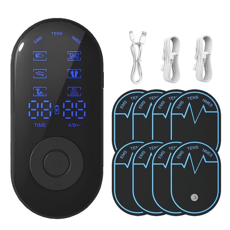 Rechargeable TENS Unit Muscle Stimulator, Massage Machine with 18 Modes 8pcs Premium Pads for Back and Shoulder Pain Relief and Muscle Strength
