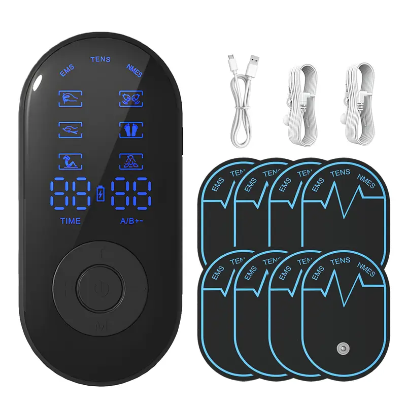 Rechargeable TENS Unit Muscle Stimulator, Massage Machine with 18 Modes 8pcs Premium Pads for Back and Shoulder Pain Relief and Muscle Strength