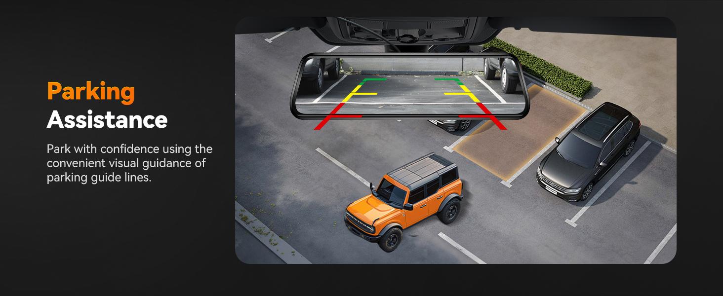 WOLFBOX G850 4K UHD Rearview Mirror Backup Camera Dash Cam with GPS 64GB Card Loop Recording Privacy FathersDayGift Protection 24 Hours Recording 5.8GHz WiFi Connectivity Intelligent Voice Control WDR Super Night Vision TikTokShopHolidayHaul