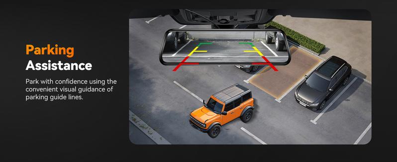 WOLFBOX G850 4K UHD Rearview Mirror Backup Camera Dash Cam with GPS 64GB Card Loop Recording Privacy FathersDayGift Protection 24 Hours Recording 5.8GHz WiFi Connectivity Intelligent Voice Control WDR Super Night Vision TikTokShopHolidayHaul