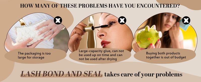 2 in 1 Lash Bond&Seal l JMS&JMS Waterproof Black Eyelash Glue,Survive Showers Swims,Stronghold,Quick-Drying Easy to Remove&No Residue Long Lasting Sleep-proof,Lock Eye Makeup