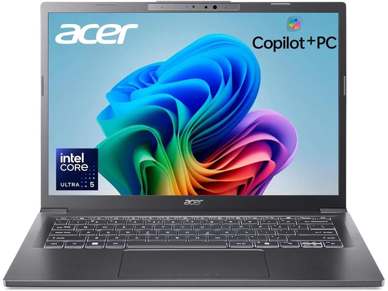 Acer Aspire 14 AI Copilot+ PC | 14" WUXGA Display | Intel Core Ultra 5 Processor 226V | NPU: Up to 40 Tops - GPU: Up to 53 Tops | Intel ARC 130V | 16GB LPDDR5X | 512GB SSD | Wi-Fi 6E | A14-52M-51S1