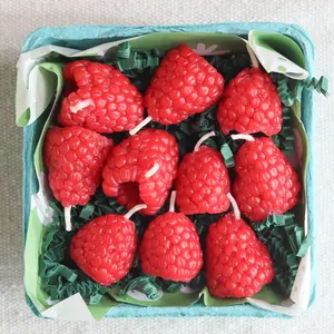 Beeswax Raspberry Birthday Candles - 10 count Cotton Light