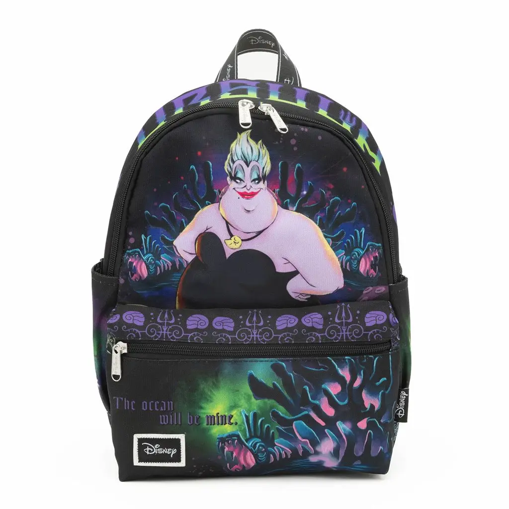 WondaPop Disney Villains The Little Mermaid Ursula 13" Nylon Mini Backpack, Animated Character Graphic Bag for Mini Backpack Enthusiasts, Mini Backpacks, Backpacks Animated Character Graphic
