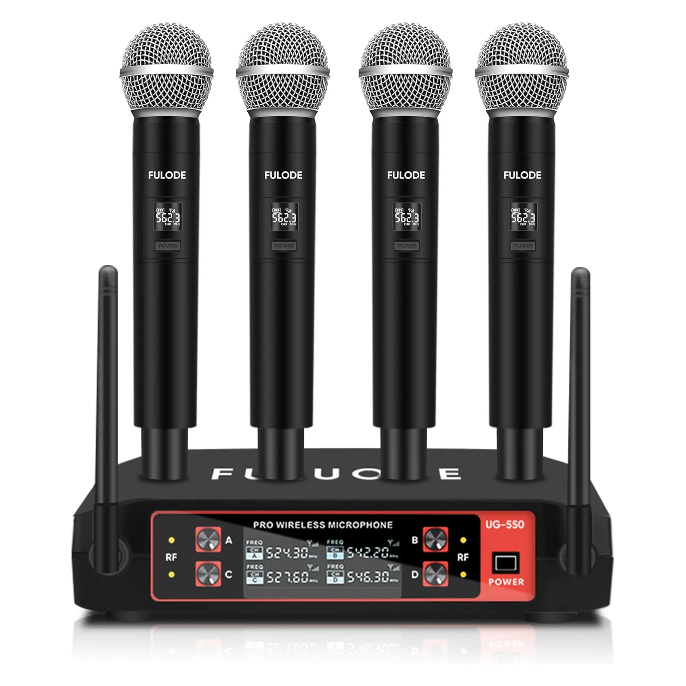 Wireless Karaoke Microphone System 4 Pack – 4 Handheld Mics with Plug & Play Receiver, Professional UHF 4-Channel Set for Home KTV Party, Church, Wedding, Meeting, Works with Speaker, PA System
