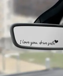 4PCS Car Stickers,Car Decals,Car Accessories Vinyl Rearview Mirror Decal Decor,Auto Stickers and Decals,Self Affirmations Decal,Cute Auto Decals for Women (Black, I Love You Drive Safe)
