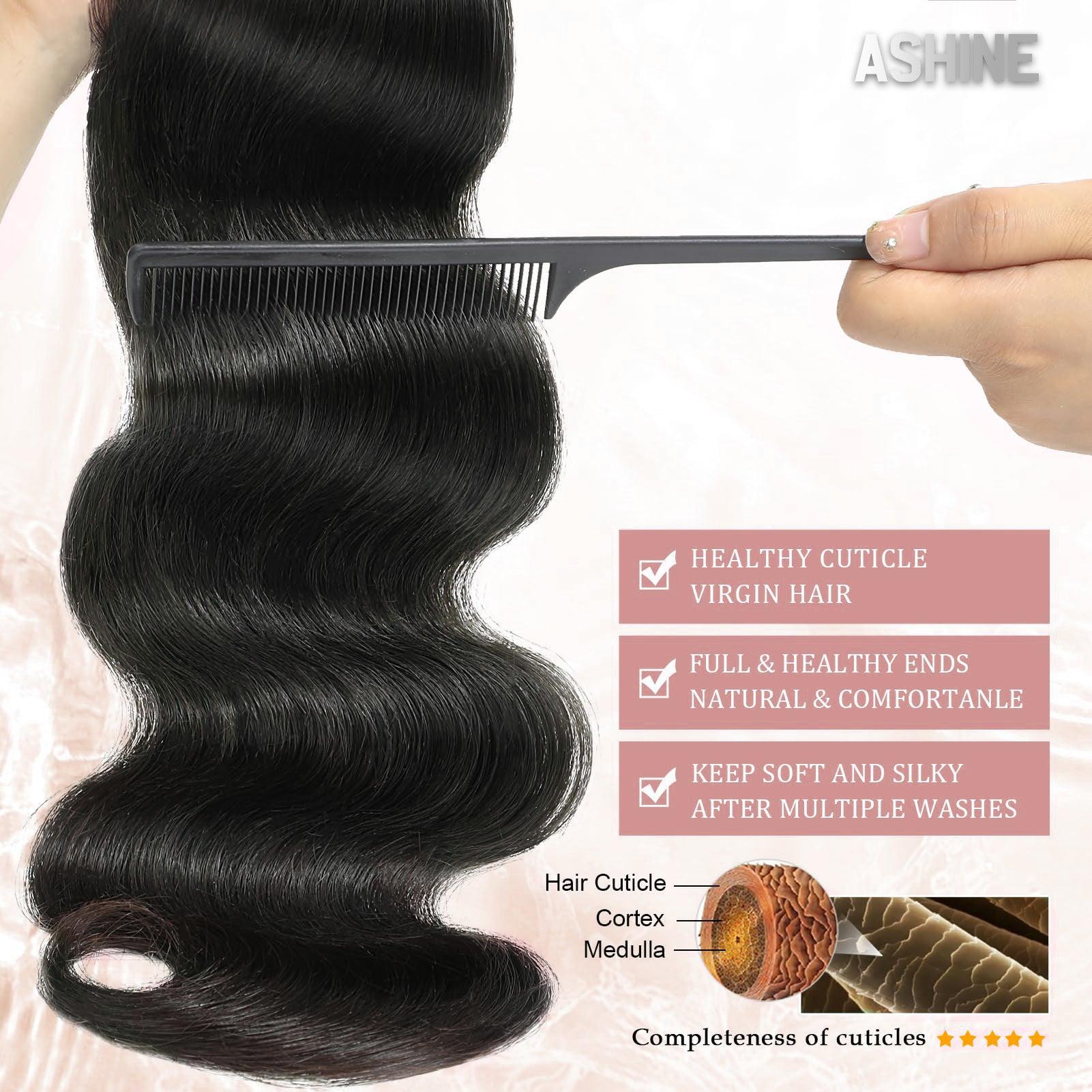 [Ashine] Luxury Brazilian Virgin Bundles 100% Human Hair Straight Body Wave Deep Curly bundles Tangle-free Re-wearable 10A Grade Salon Quality