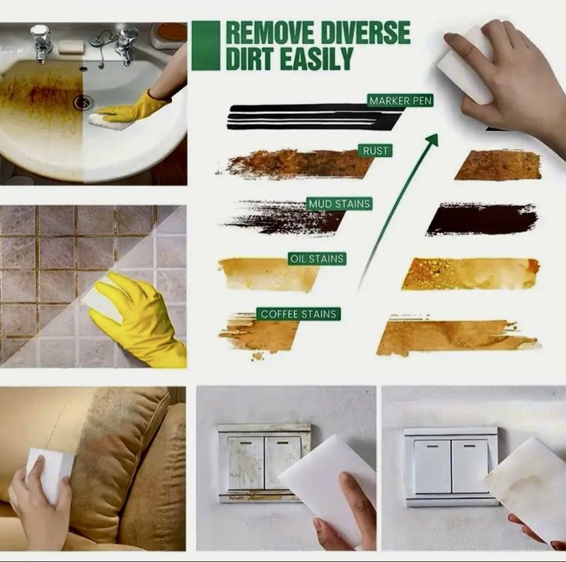 Magic Sponge Cleaning Erasers Thick Foam Scrubbers for Cars Homes Offices Chemical-Free Durable Reusable Multi-Purpose Dirt Remover **Value Pack** Cleaner