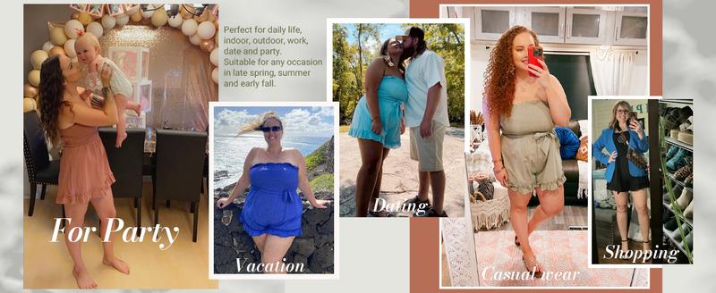 Grace Karin Women's Plain Cotton Linen Smocked Short Rompers, Casual Adjustable Spaghetti Strap Wide Leg Short Sleeveless Romper for Summer Ladies Clothes for Daily Wear, Womenswear Overalls Suits