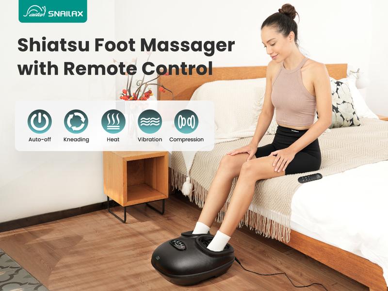 Snailax Foot Massager with Heat, Remote Control, Shiatsu Heated Foot Massager Machine with Deep Kneading, Rolling, Compression, Vibration, Size 13