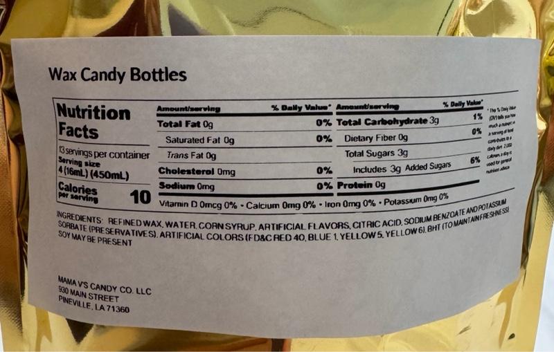 Wax Bottle Candy 1lb or 3lb with Side of Mama V’s Flavor Frenzie Powder Sour Candy Snack Extreme Sour Wax Candy - Bonbon, Sweet