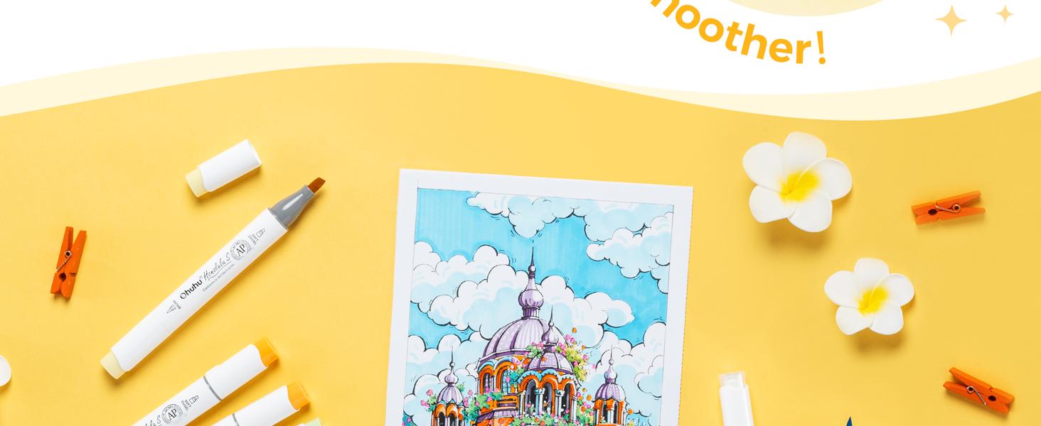 Ohuhu Alcohol Markers: Brush & Soft Chisel - 48-color - Dual Tips Drawing Markers for Artists Beginners Adults Coloring Illustration Sketching- Soft Chisel Red Dot Design Award Winner - Honolulu S Series of Ohuhuart