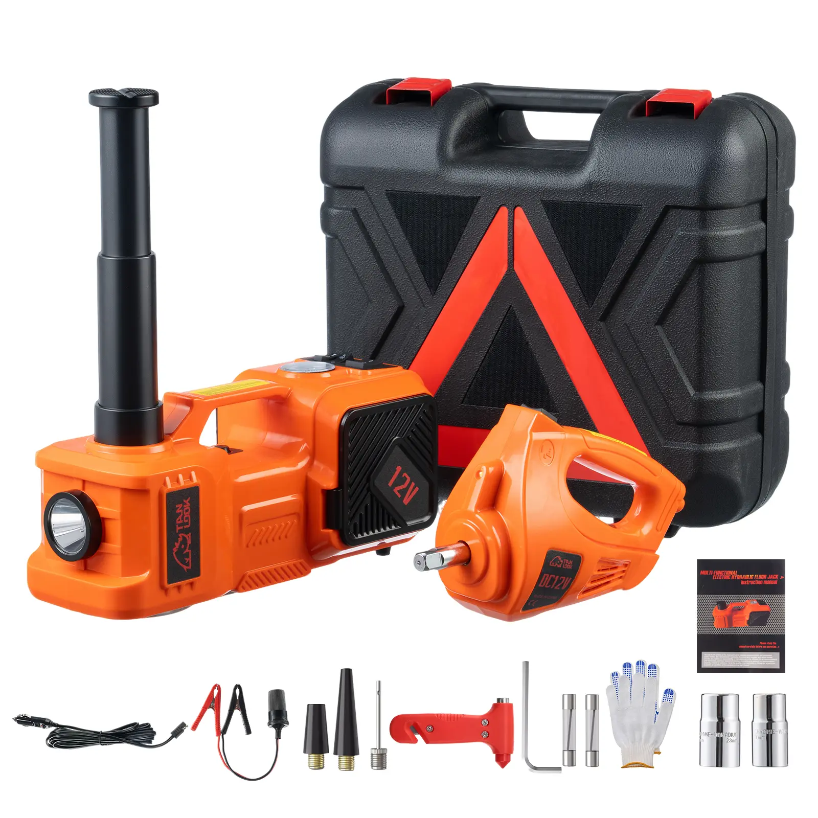 Tanlook Portable 5-Ton Lift Hydraulic Electric Car Jack with Built-In Air Pump, LED Lights, Rugged Construction - SUV & Truck Fast Road Rescue, Quick Tire Fix Tool