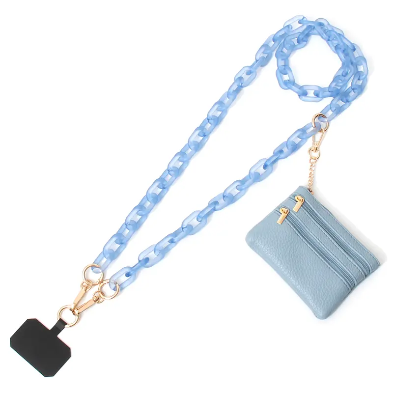 [LX] Ice Chain Mobile Phone Lanyard with Detachable Zipper Pouch - Adjustable Crossbody & Neck Strap, Phone Aesthetic Aesthetic Tech Accessory for Smartphones, Keys, Cards - Anti-Drop Anti-Theft Fashionable for Women Cellphone White