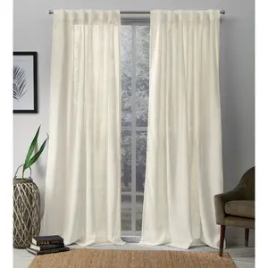 Set of 2 (96"x54") Bella Sheer Hidden Tab Top Curtain Panel Ivory - Exclusive Home