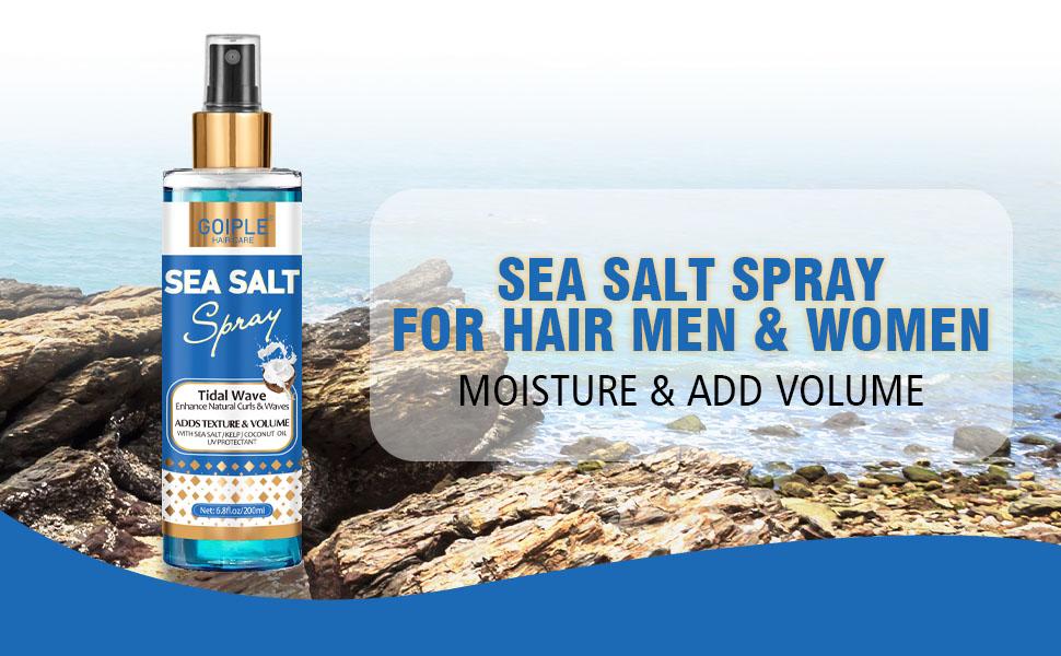 Sea Salt Spray for Men & Women, Natural Texture Spray for Hair Volume Adds Instant Thickness Light Hold Coconut Gel