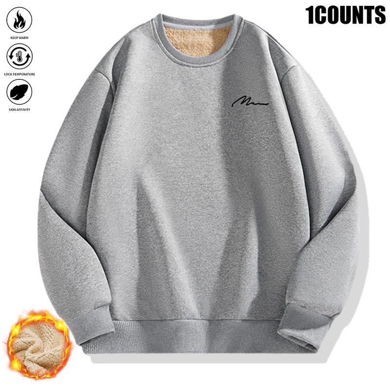 Men's Fleece Crewneck Sweatshirt Pack - Warm & Cozy Casual Sportswear for Fall/Winter - Available in Various Colors - Knit Fabric for Comfortable Softness - Suitable for Outdoor Activities like Hiking, Climbing, Fitness, etc.