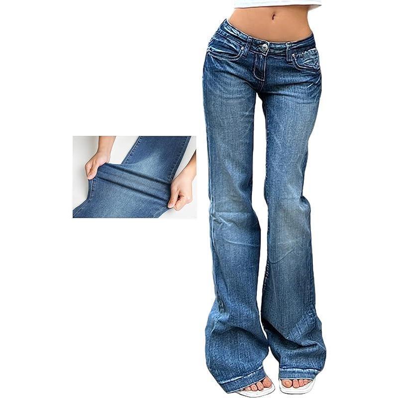 Women's Denim Fashion Versatile Comfortable Casual Flare Leg Jeans - Y2K 90s Low Rise Vintage Pants