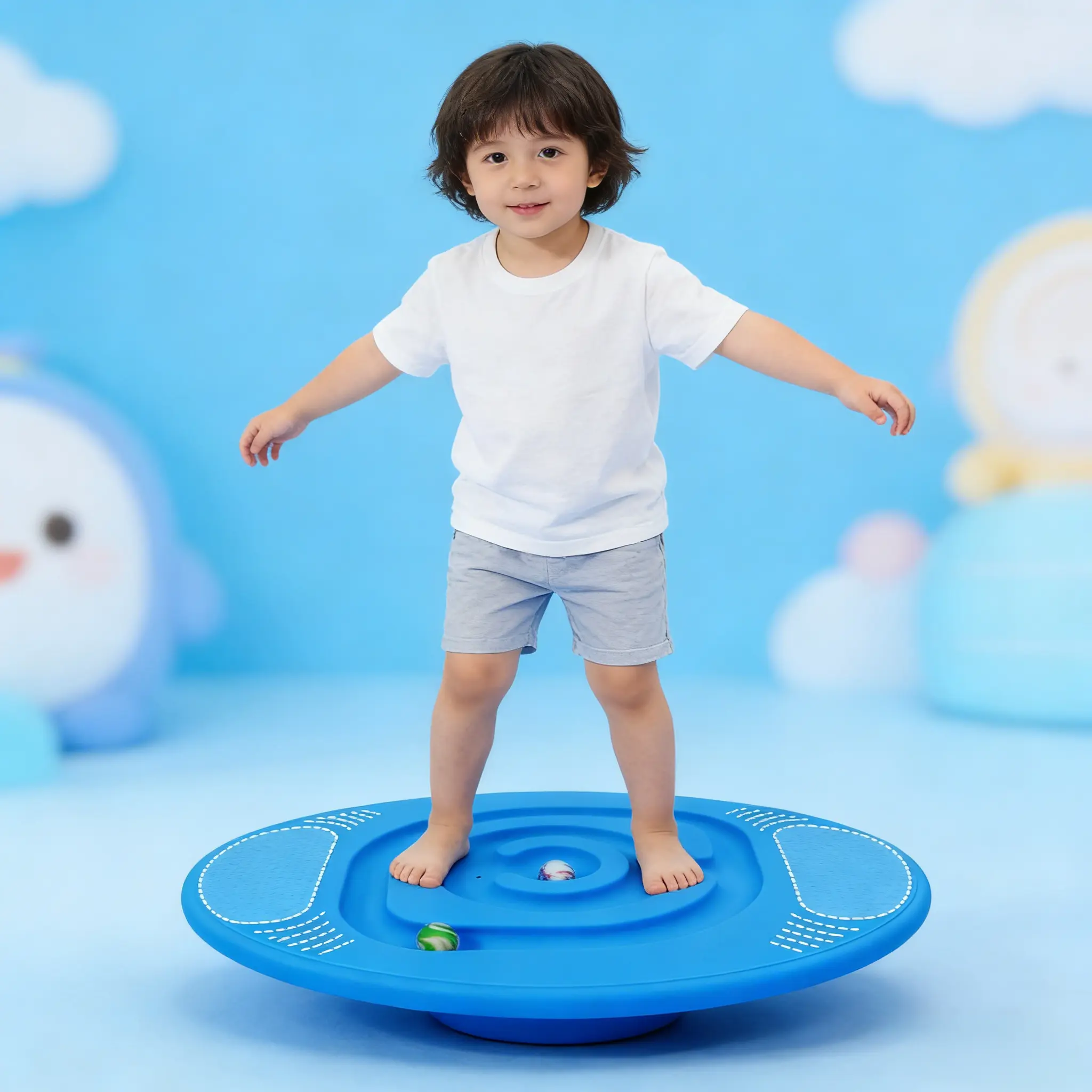 Balance Board Rocker Maze Board with 5 Balls, Children Snail Balance ...