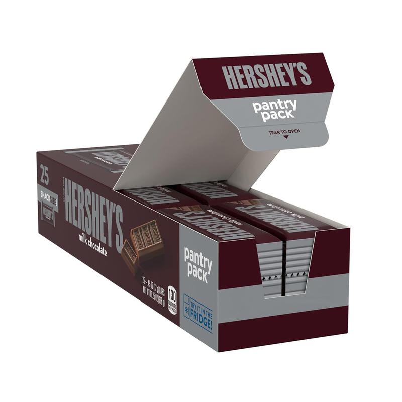 HERSHEY'S Milk Chocolate Snack Size Candy Bars 11.25 oz 25 Pieces Kosher Individually Wrapped Pantry Pack for Sharing