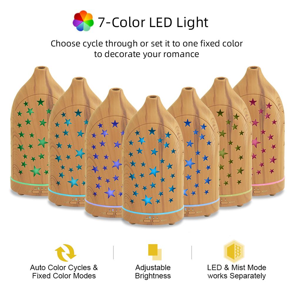 Star Hollow Essential Oil Diffuser 7 Adjustable LED Lights Customizable Colors, Whisper-Quiet & Safe Auto Off Star Hollow Essential Oil Diffuser 7 Adjustable LED Lights Customizable Colors, Whisper-Quiet & Safe Auto Off