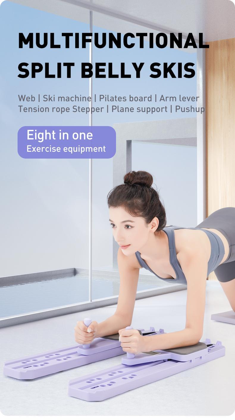 2.0 Multi-functional Adjustable Ab ExerciseBoard, Split Ab Slide Roller Board, Home PilatesReformer with Knee Mat for Home Gym Core & AbStrength T