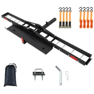 Garvee Dirt Bike Carrier Hitch Mount, 600LBS Motorcycle Carrier with 77.5" Ramp & Ratchet Straps - Heavy Duty Ebike Rack for Trucks/SUVs with 2" Receiver