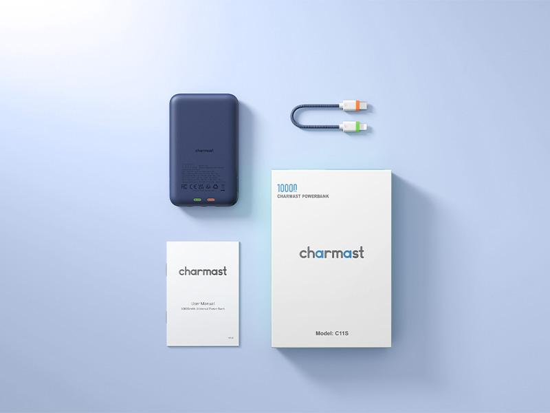 Charmast 10000mAh Wired Power Bank 20W Fast Charging Portable Charger with Removable Cable and LED Display, Slim Non-Wireless Battery Pack for Phones and Tablets Usb Compact