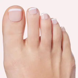 DASHING DIVA Fit For A Queen Pedicure Instant Press-Ons - Light Nude with Classic White French Tips