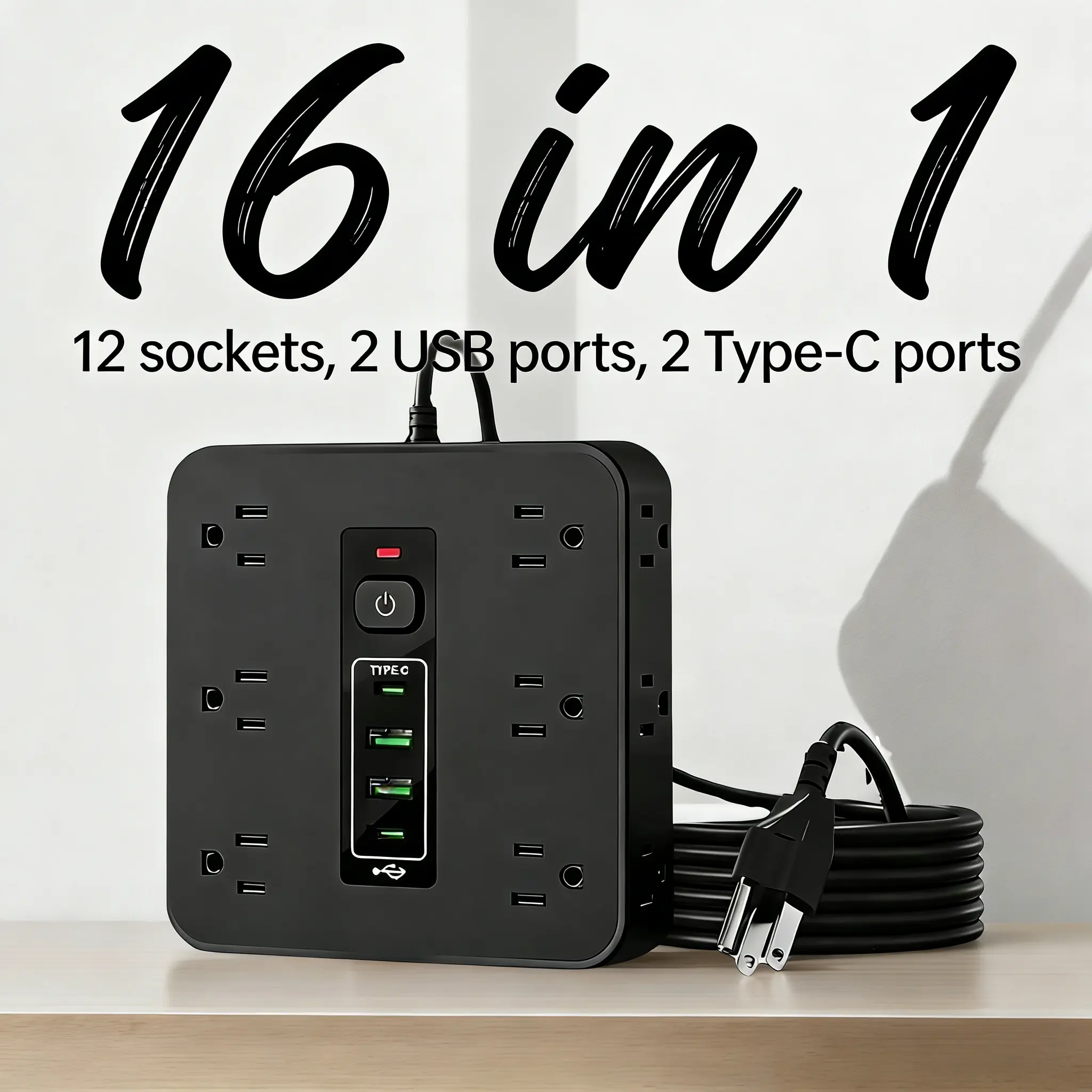 Multi Outlet Power Strip with USB C Fast Charging, Wall Outlet Extender Charging Station for Home Office Travel, Usb Multi Plug, Usb Socket