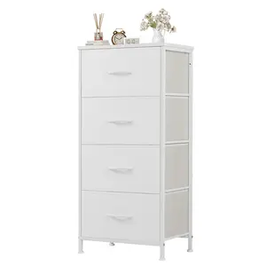 Dresser with 4 Drawers, Foldable Drawers For Clothes And Accessories, Adjustable Feet Protect Floors, Easy Assembly Storage Tower For Bedroom Closet And Entryway