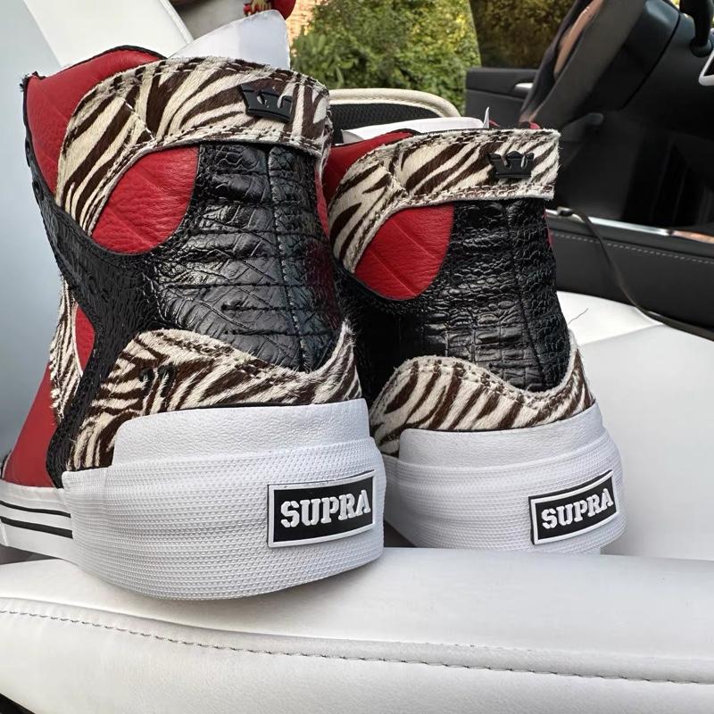Supra Skytop77 Limited Avenger Black Red Premium Leather Crocodile Horse Hair High Top Sneakers Supra Skytop77 Limited Avenger Black Red Premium Leather Crocodile Horse Hair High Top Sneakers