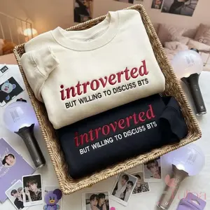 Embroidered Introverted But Willing to Discuss BTS Sweatshirt, Bangtan World Tour 2026 Concert Shirt, K-pop Inspired Merch, Funny ARMY Gift