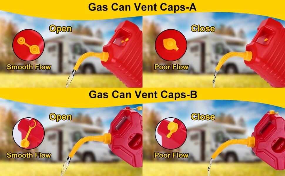Gas Can Spout Replacement,Fuel Can Spout,Gas Tank Nozzle,Gas Can Nozzle,(3Kit-Yellow) with 3 Coarse Thread Caps & 3 Fine Thread Caps,Flexible Pour Nozzle Suitable,Built in Sealing Ring Prevent Leakage