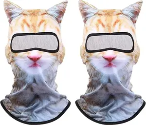 2 Pack Cat Ski Mask Shiesty Balaclava Sheisty Funny 3D Animal Face with Ears Fuzzy Kitty Hood for Winter Outdoor Rave