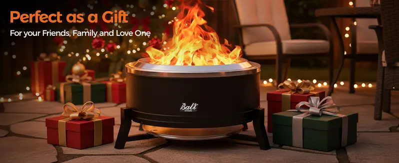 BALI OUTDOORS Game Day 22-Inch/27-inch Smokeless Wood Pellet Fire Pit with Cooking Grill – Portable Low Smoke Bonfire with Ash Pan for Outdoor Picnic, Camping, Patio, and Backyard
