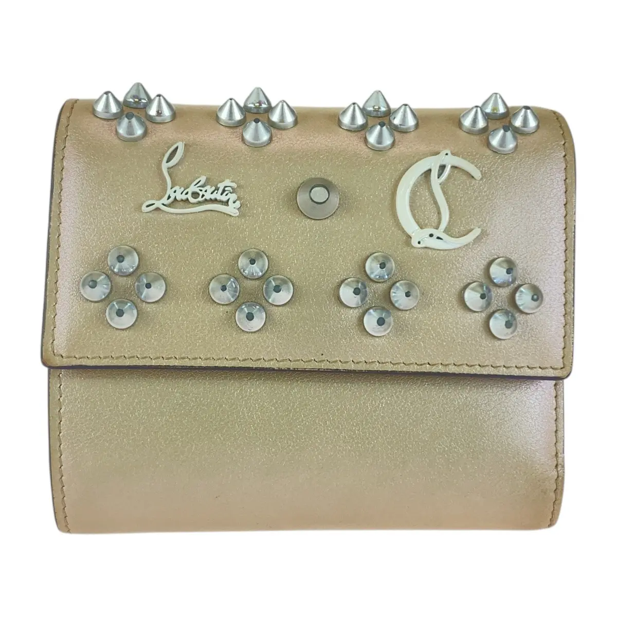Pre-owned christian louboutin Calfskin Small Leather Goods Loubifold Wallet Leather Wallet