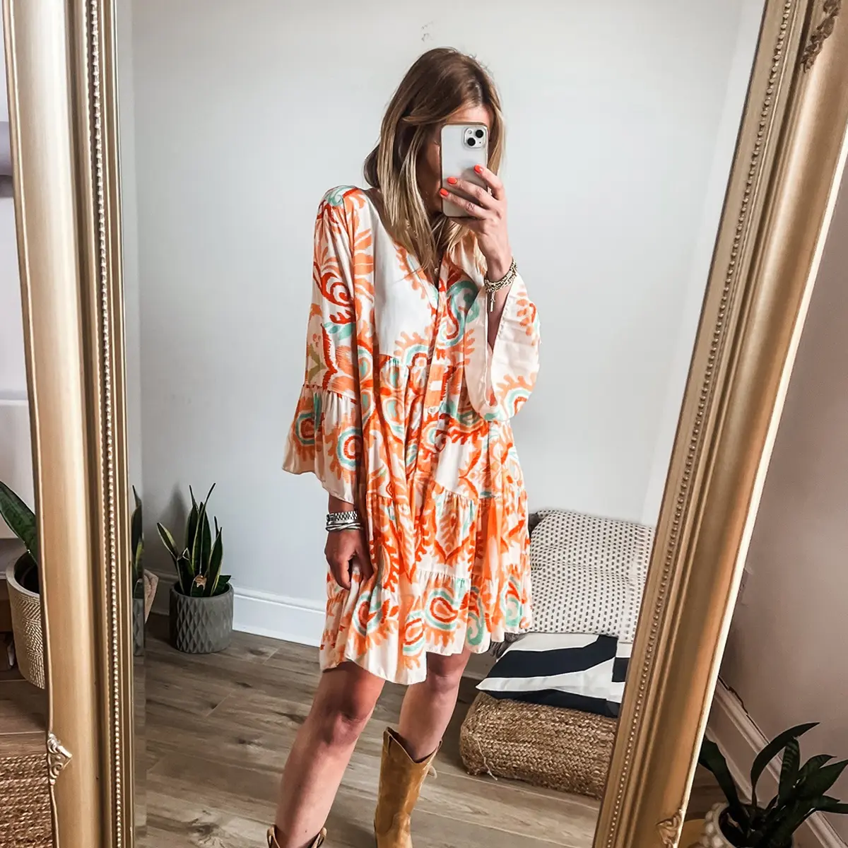 miduo Womens Summer Dress Casual V Neck Buttoned 3/4 Sleeve Bohemian Tribal  Print Flowy Mini Dresses Floral Boho Womenswear Vacation Outfits Women  Fashion Elegance - TikTok Shop