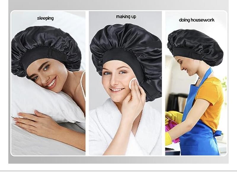 Silk  for Sleeping Double Layer Satin  Adjustable  for Black Woman Sleep Cap Reversible Hair  for Curly Hair (BlackandPurple) love  lucy bonnet hats Daily Heatless Elastic Haircare