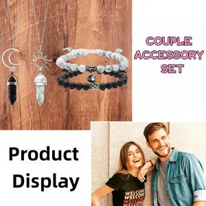 4PCS  Matching Adjustable Connecting Bracelets, Romantic Couple Accessory Set