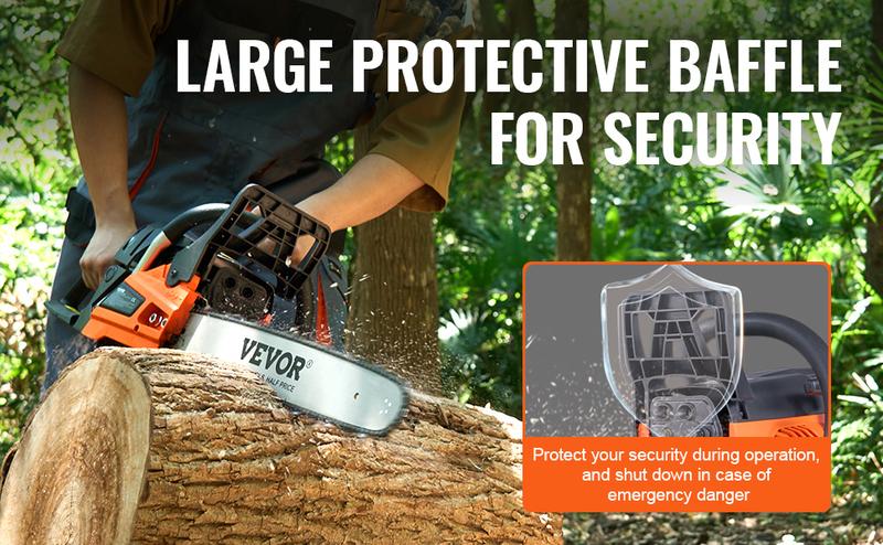 VEVOR Gas Chainsaw, Various specifications, Gasoline Powered Handheld Cordless Petrol Chain Saw for Tree Wood Branch Cutting, Land Clearing, Farm Garden Ranch