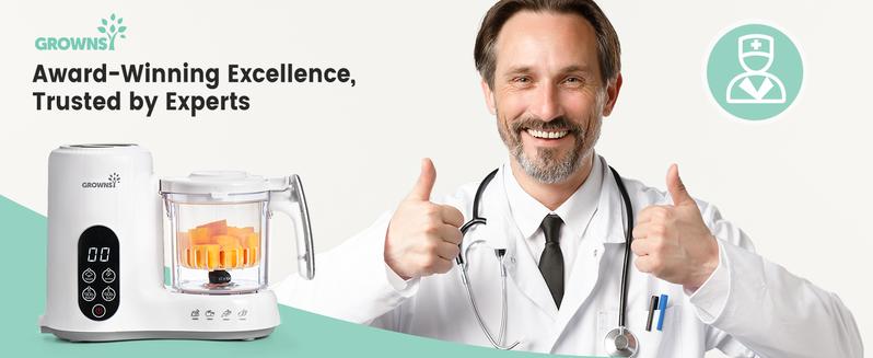 Grownsy Baby Food Maker with Steam Basket, Auto Cooking Grinding & Sterilization for Healthy Homemade Baby Food, BPA-Free