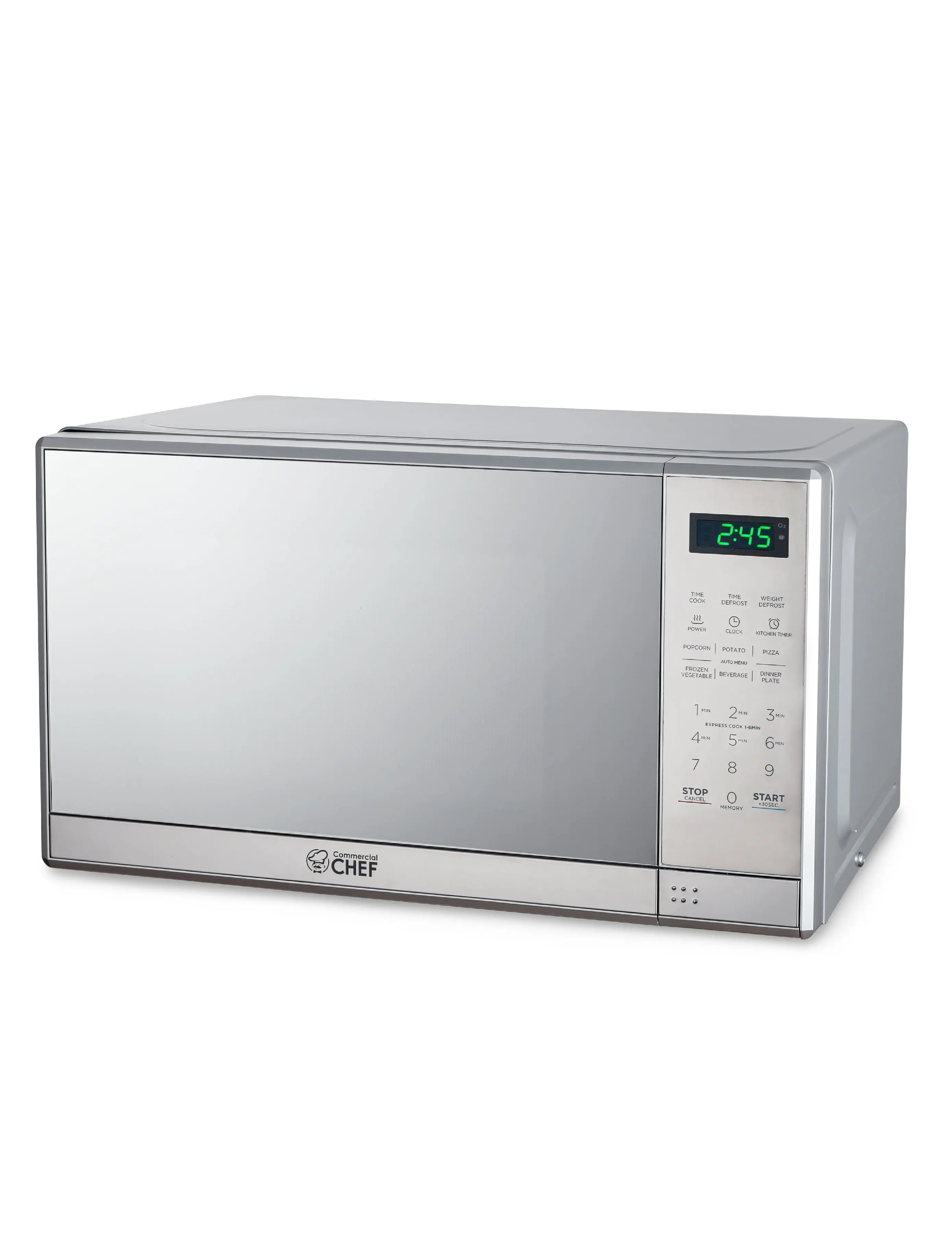 Commercial CHEF Small Microwave 0.7 Cu. Ft. Countertop Microwave with Digital Display, Stainless Steel Microwave with 10 Power Levels, Outstanding Portable Microwave with Convenient Push Button
